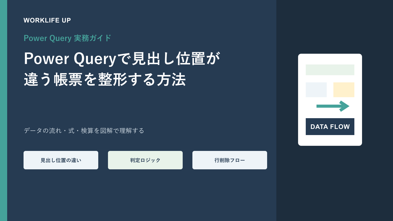 Power Queryで見出し位置が違う帳票を整形する方法｜可変ヘッダーを正規化のアイキャッチ画像